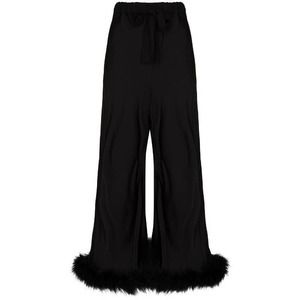 Sleeper Boudoir Wide-Leg Pants with Feathers